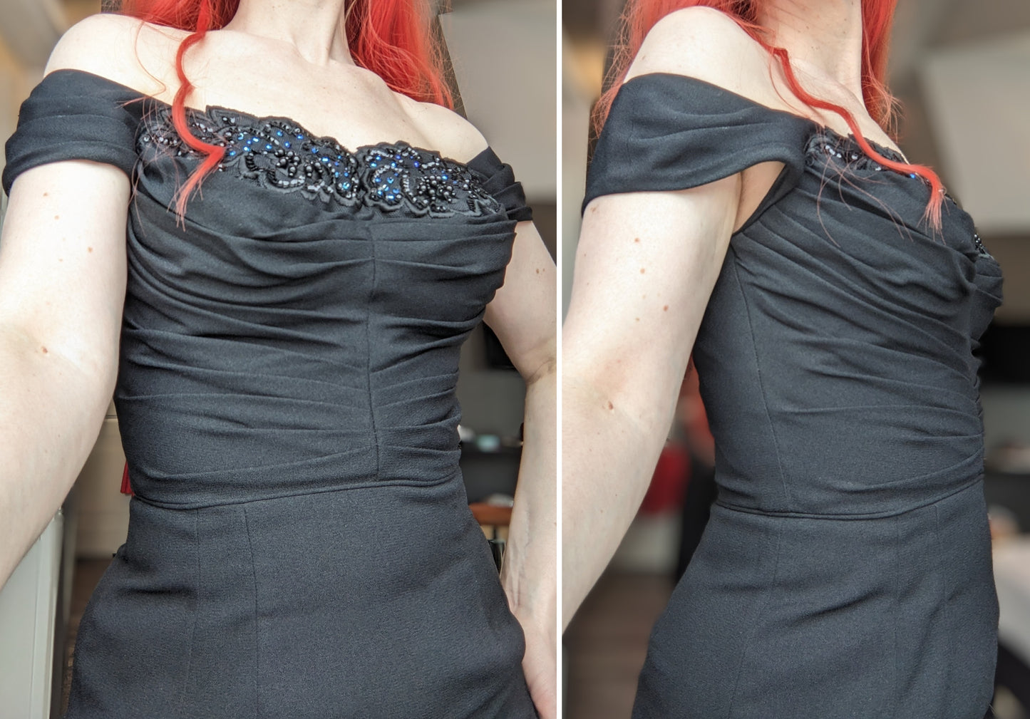 Vintage 1950s-60s black wiggle dress