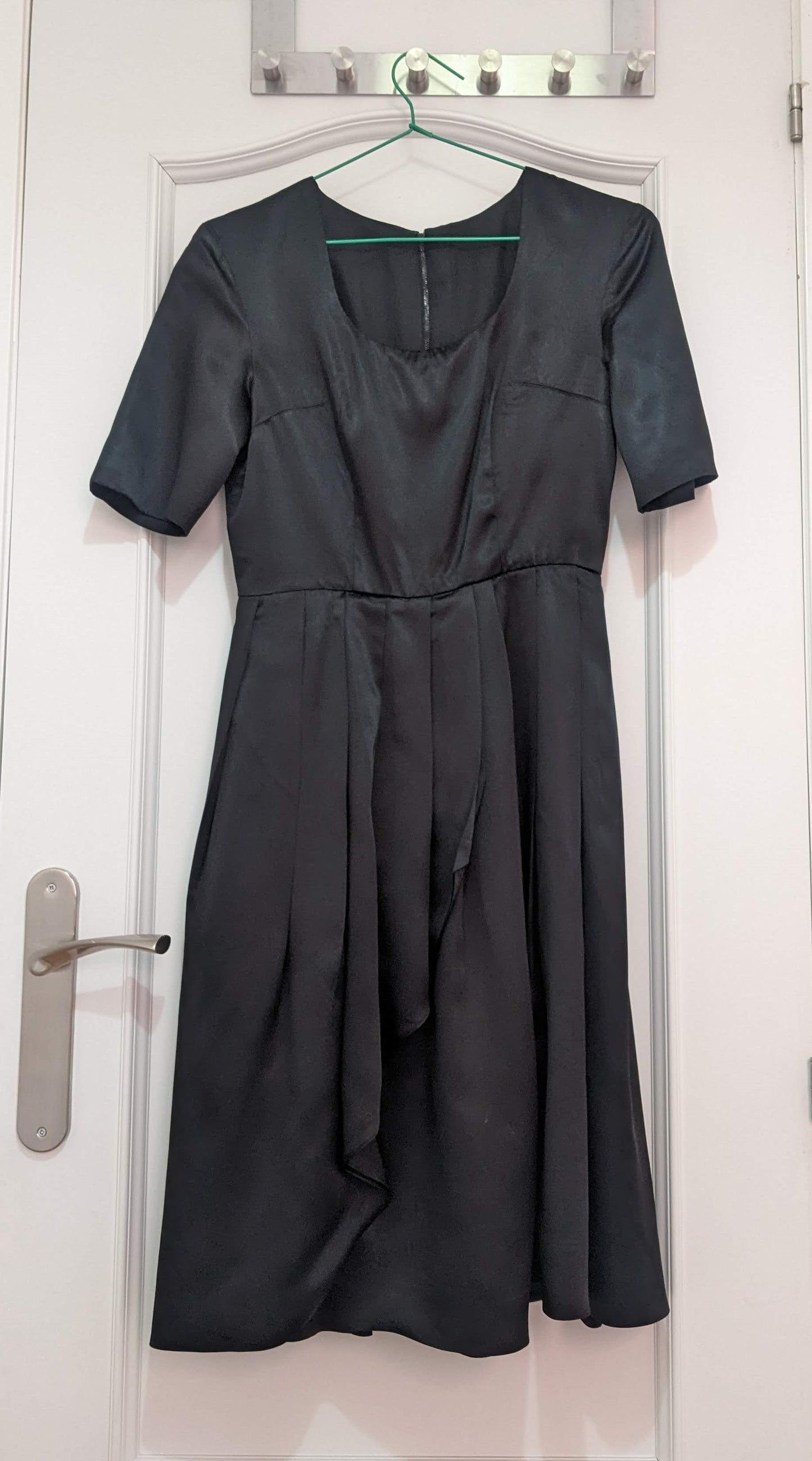 Vintage 1950s-60s black satin dress