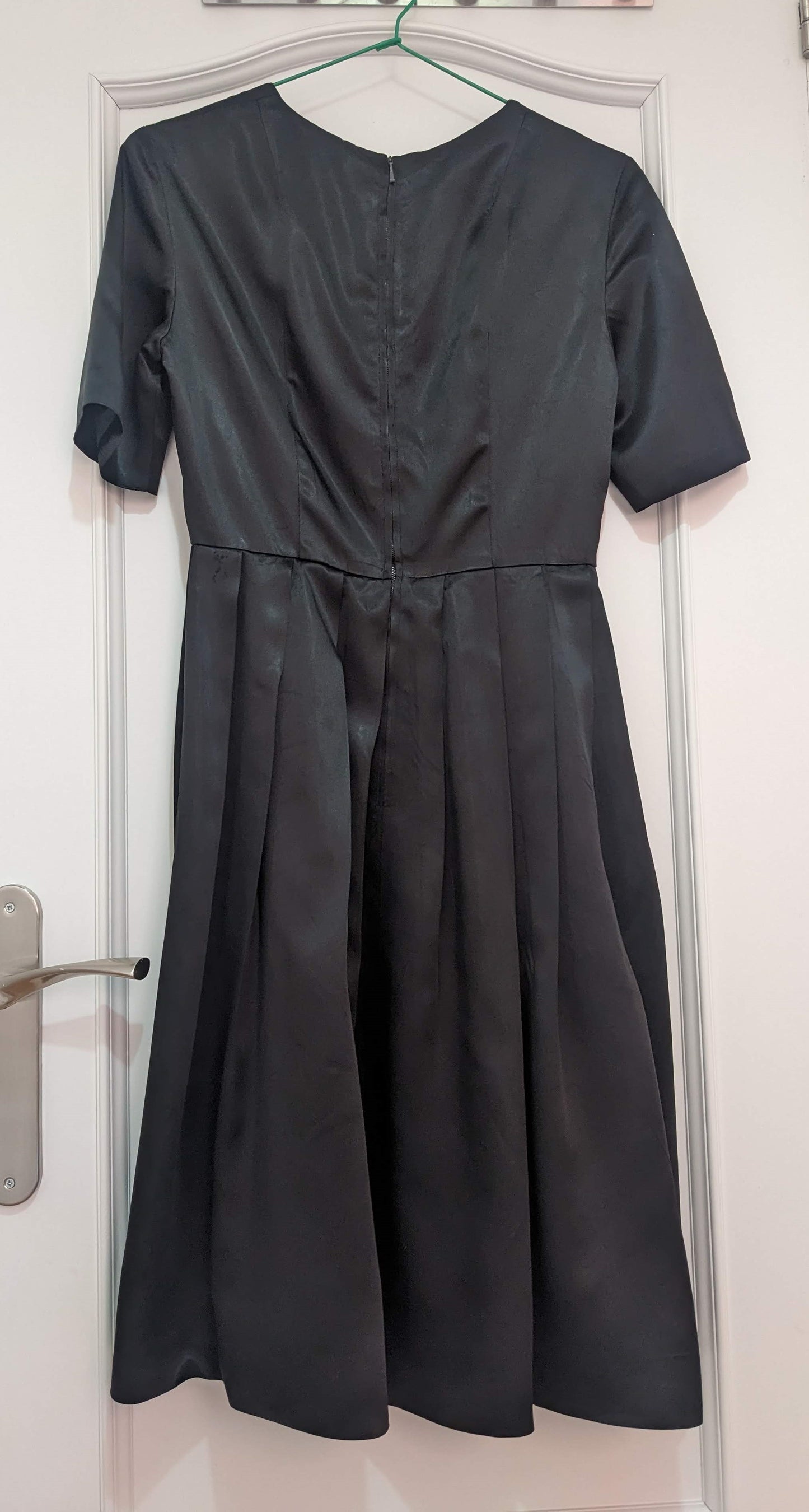 Vintage 1950s-60s black satin dress