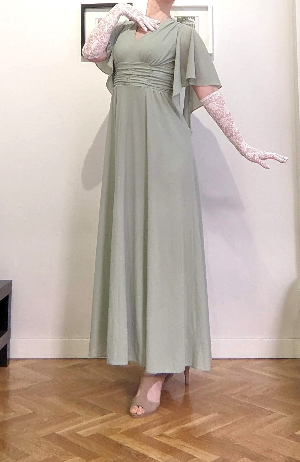 Vintage 1970s sage green maxi dress