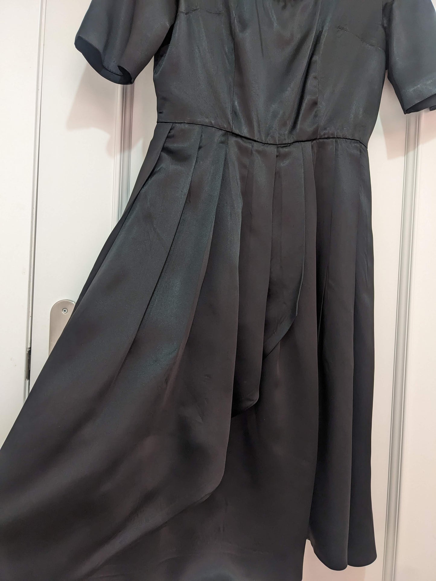 Vintage 1950s-60s black satin dress