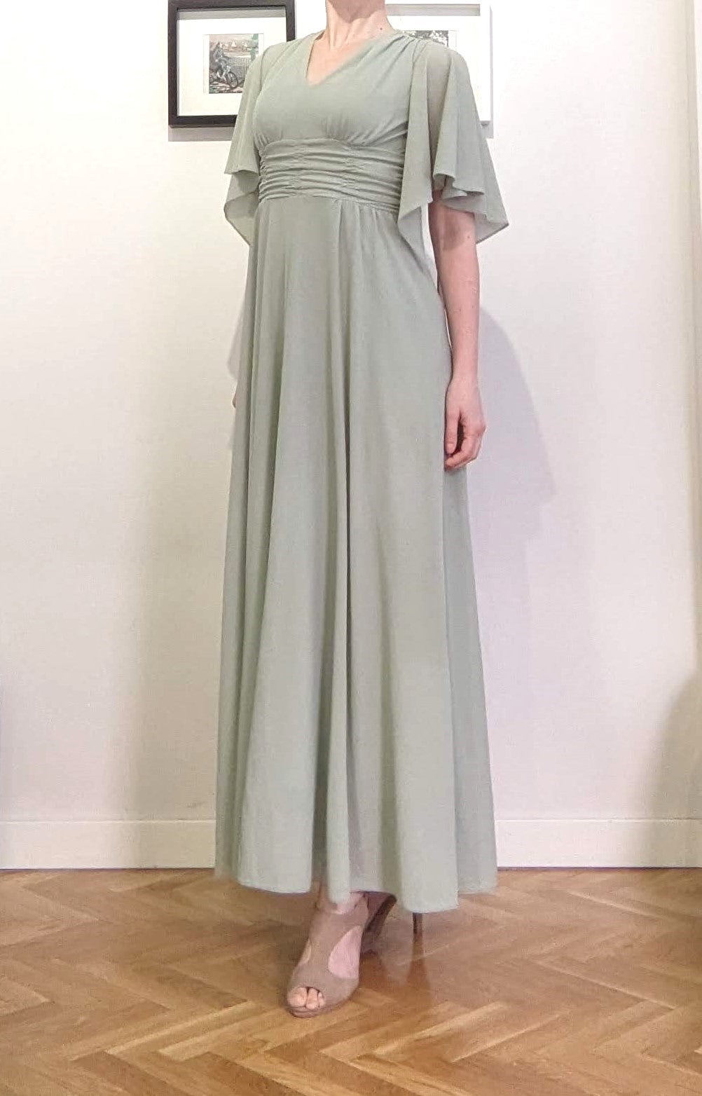 Vintage 1970s sage green maxi dress