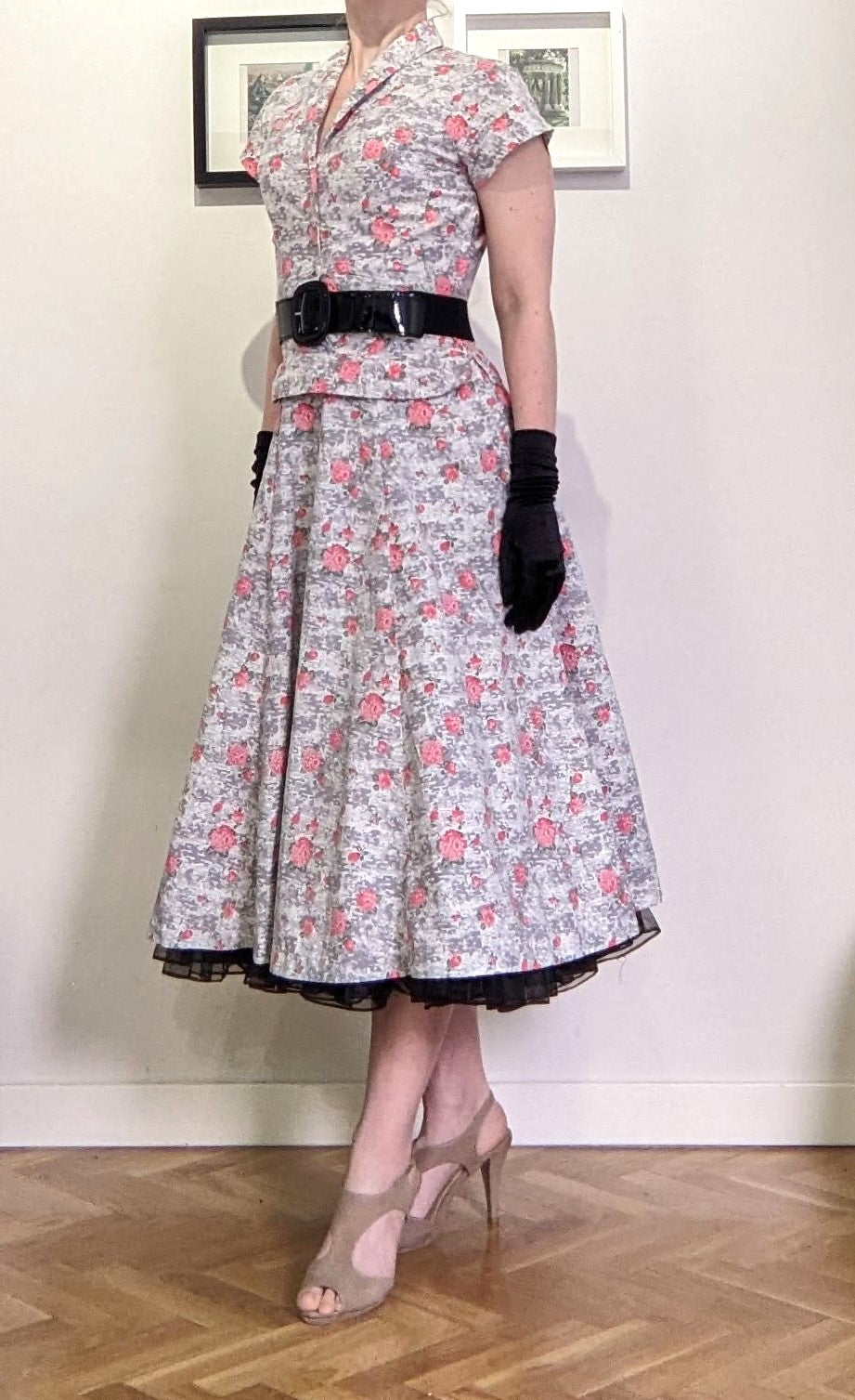 Vintage 1940s-50s floral cotton dress