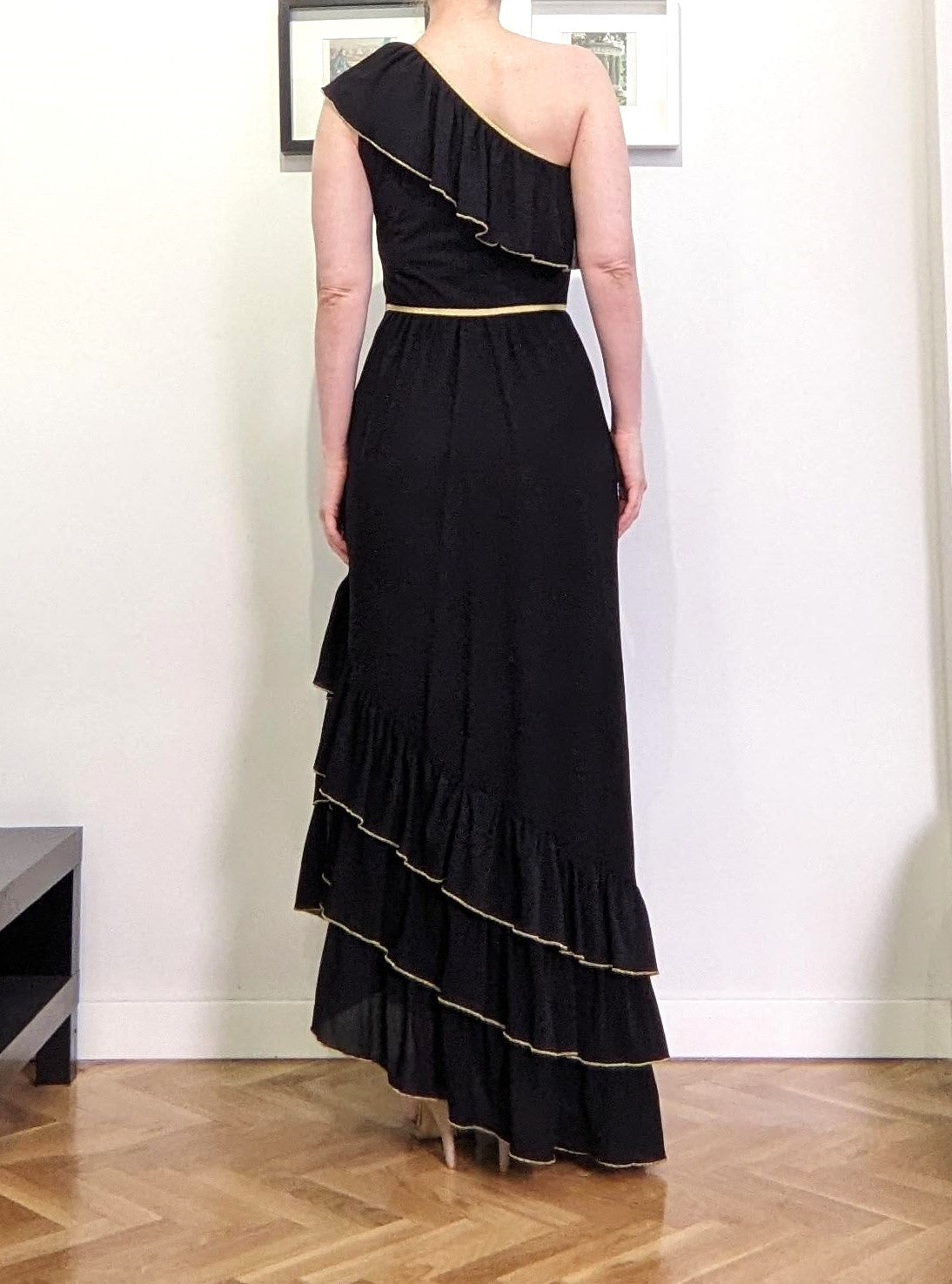 Vintage 1970s black & gold Grecian gown