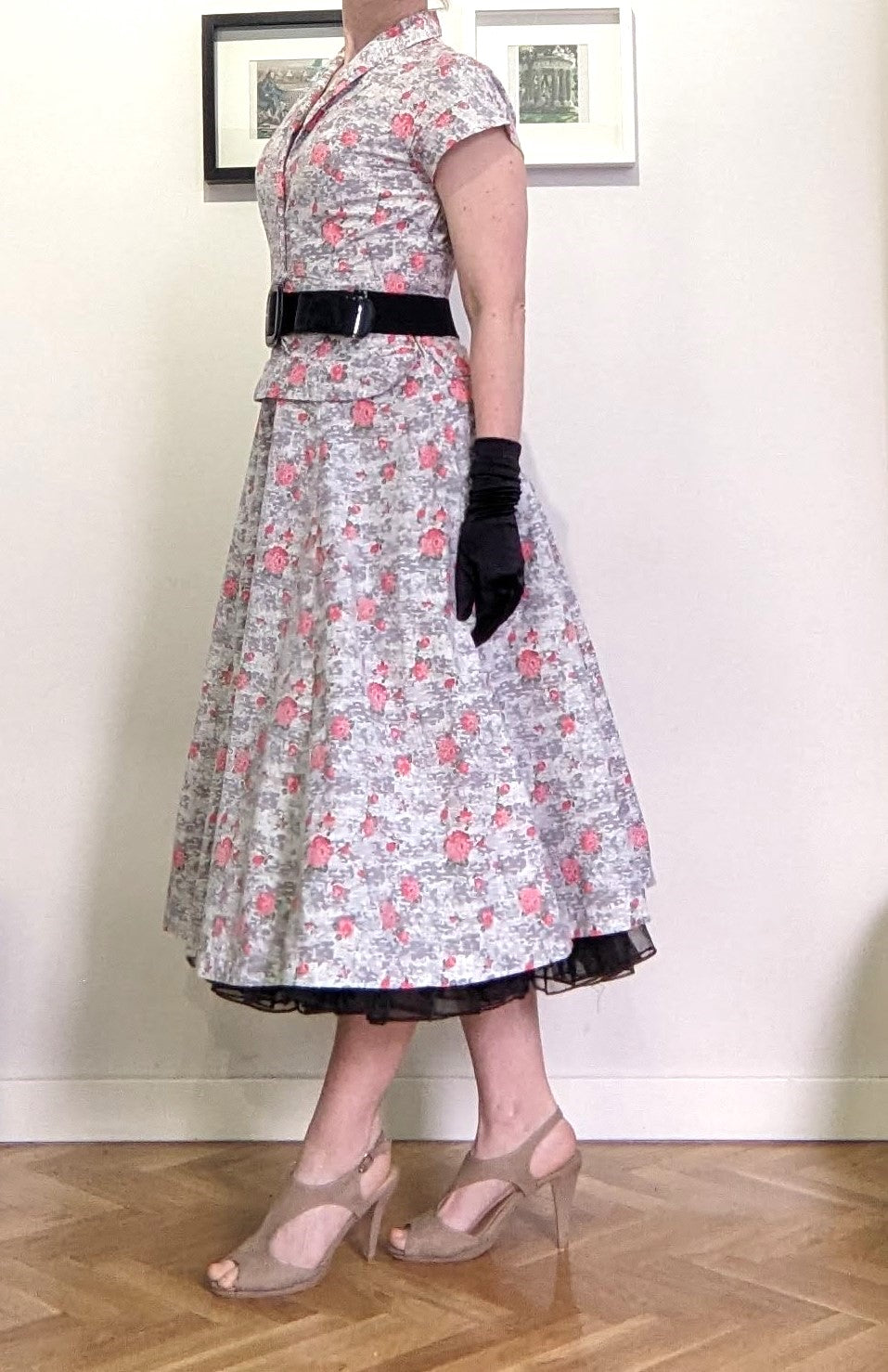 Vintage 1940s-50s floral cotton dress
