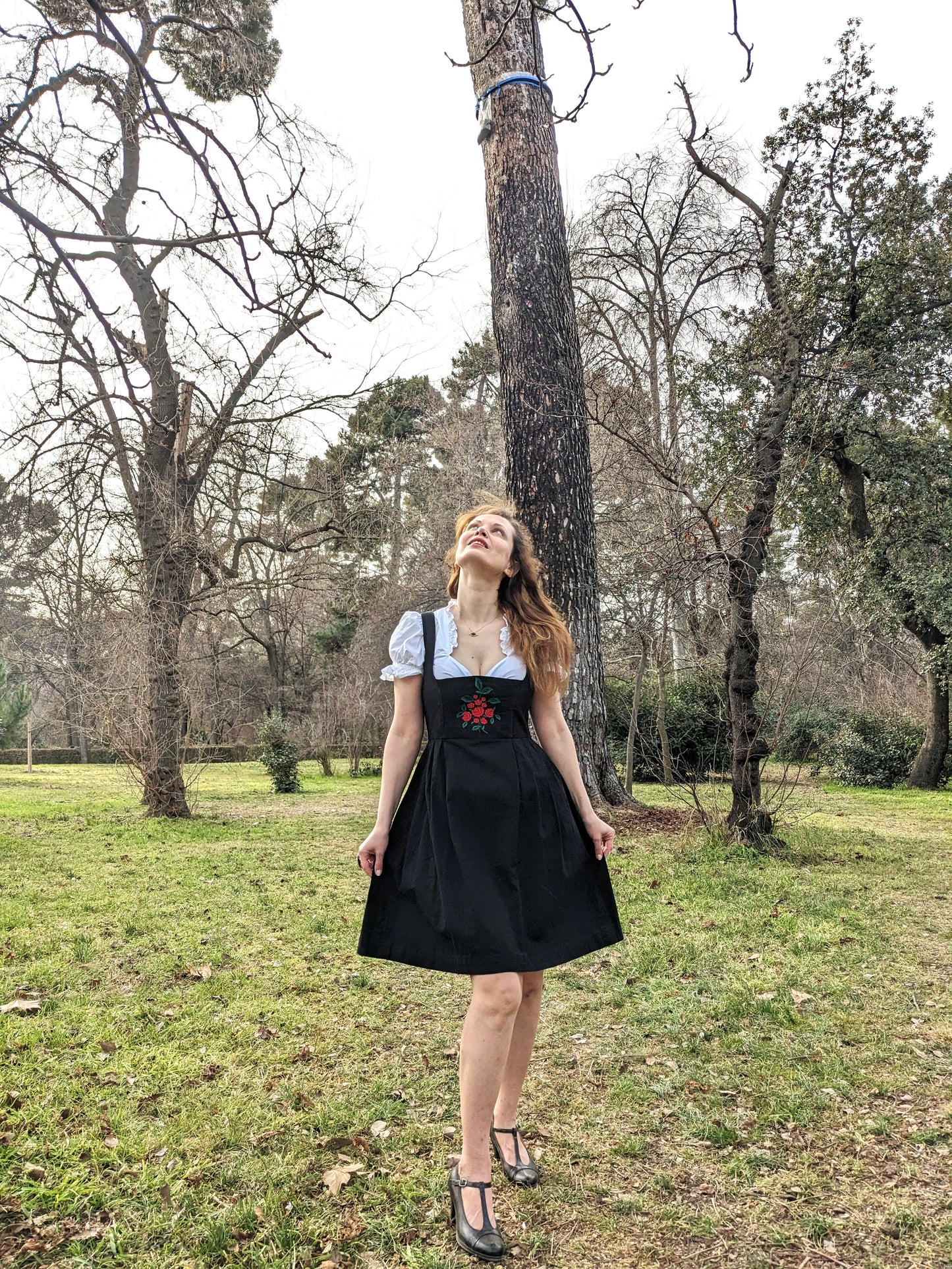 Vintage 1960s-70s black & red dirndl