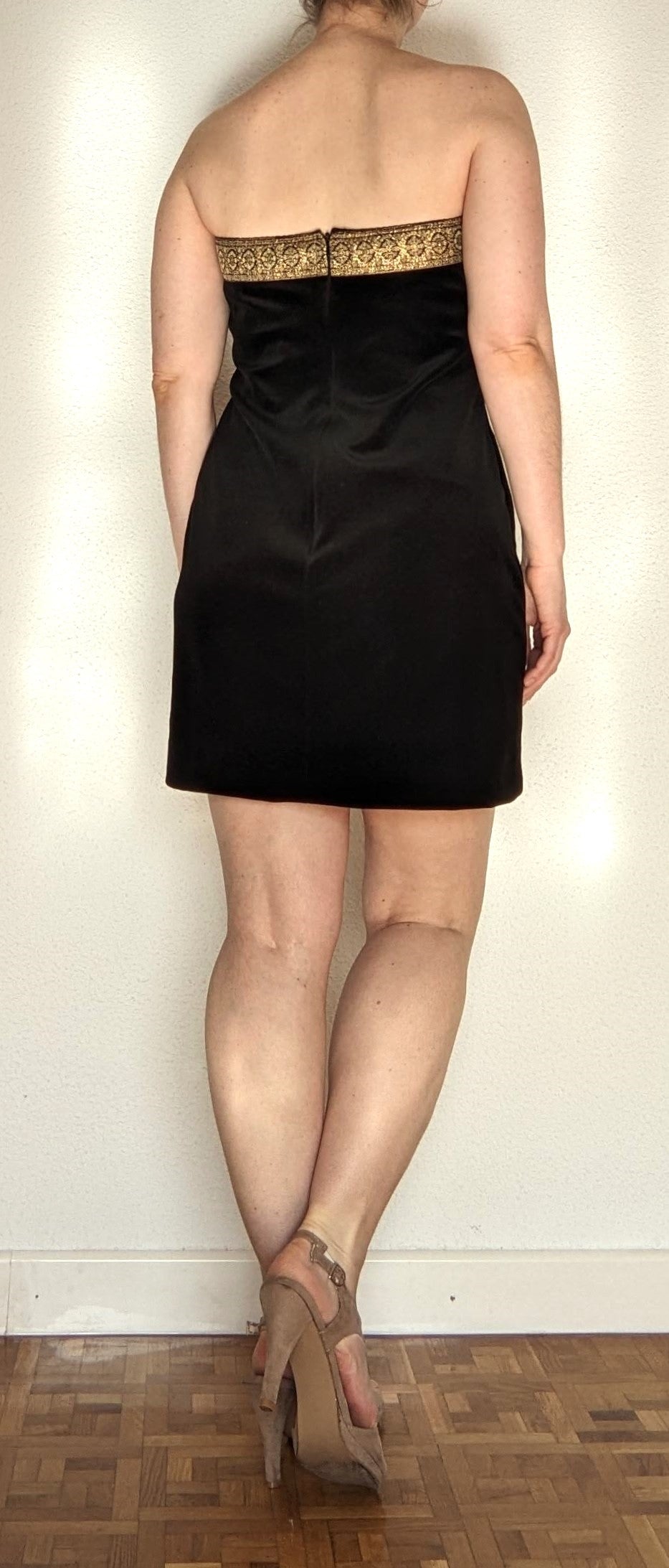 Vintage 1980s black velvet mini dress