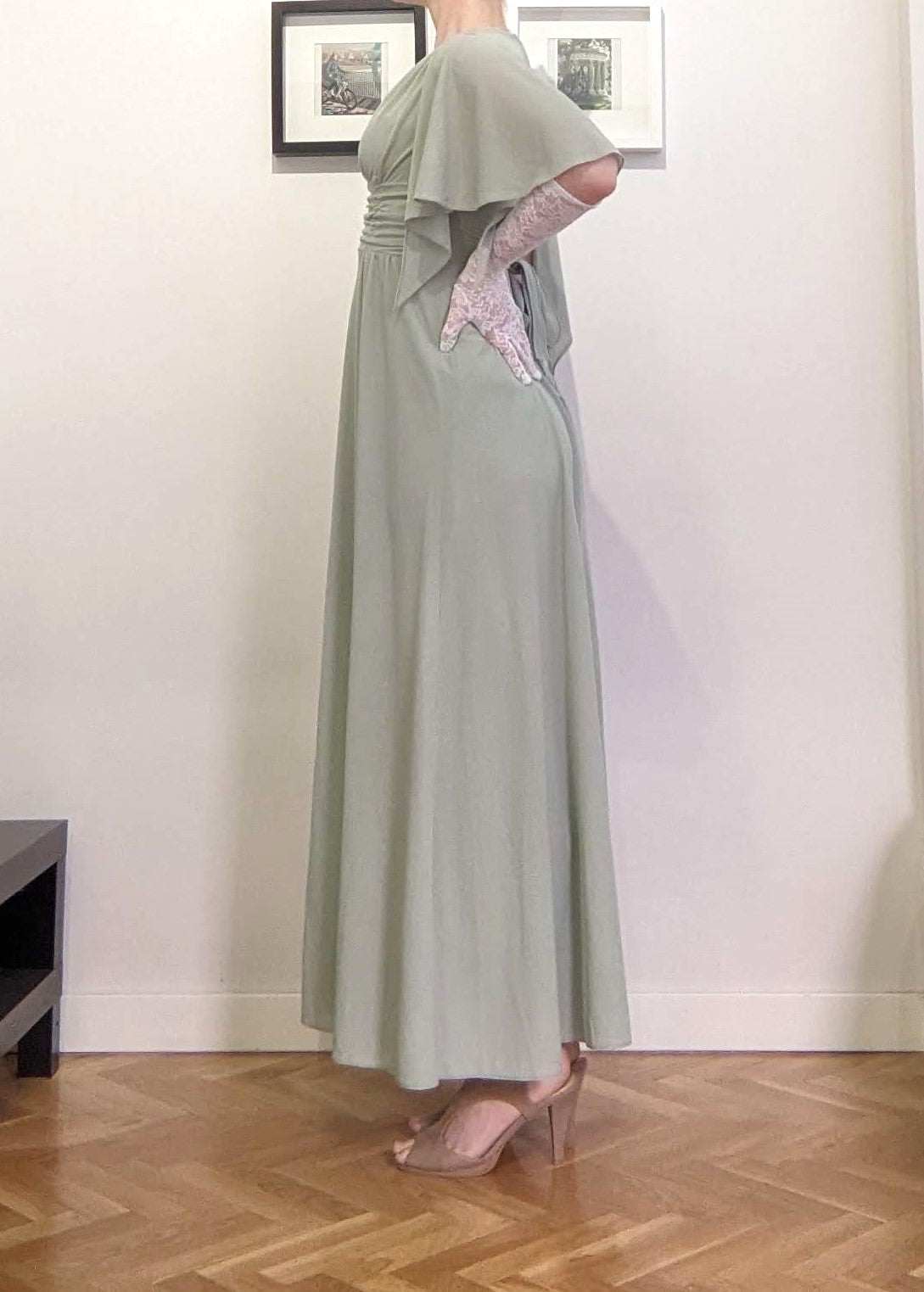 Vintage 1970s sage green maxi dress