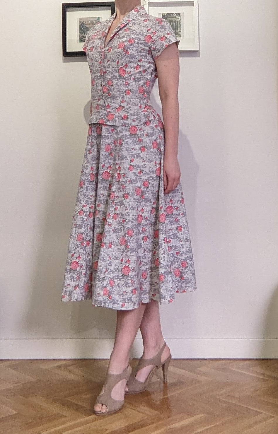 Vintage 1940s-50s floral cotton dress