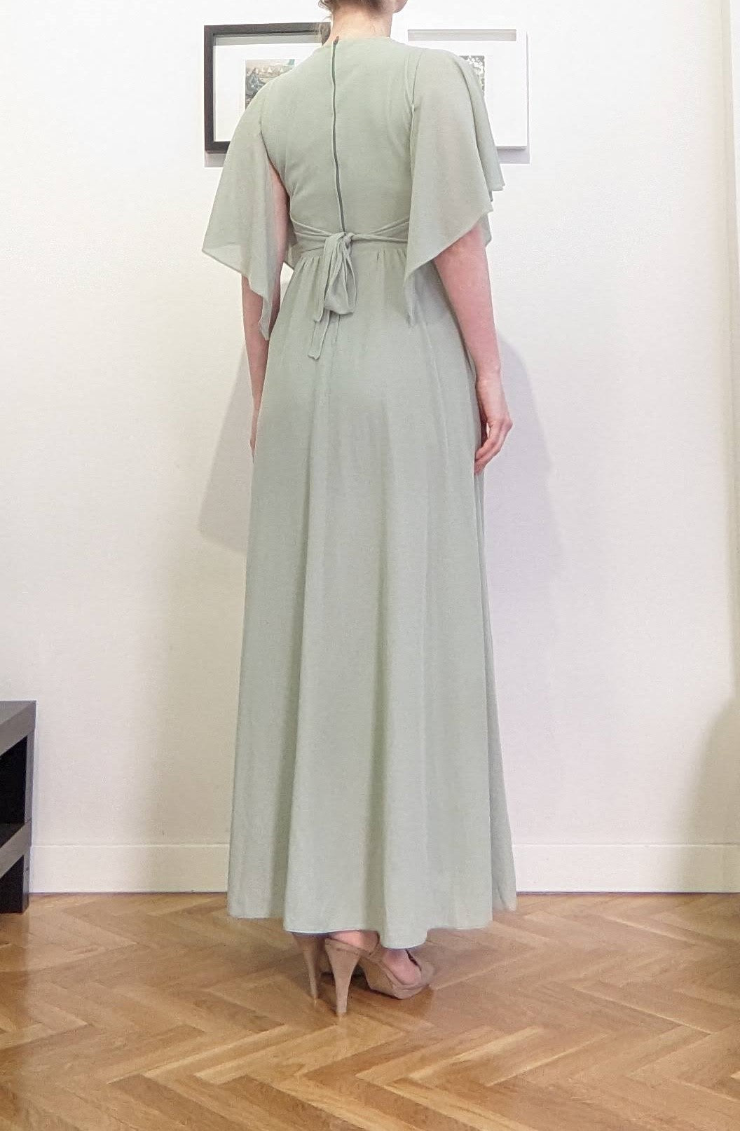 Vintage 1970s sage green maxi dress