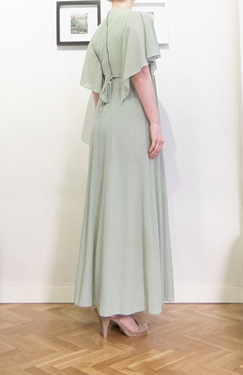 Vintage 1970s sage green maxi dress