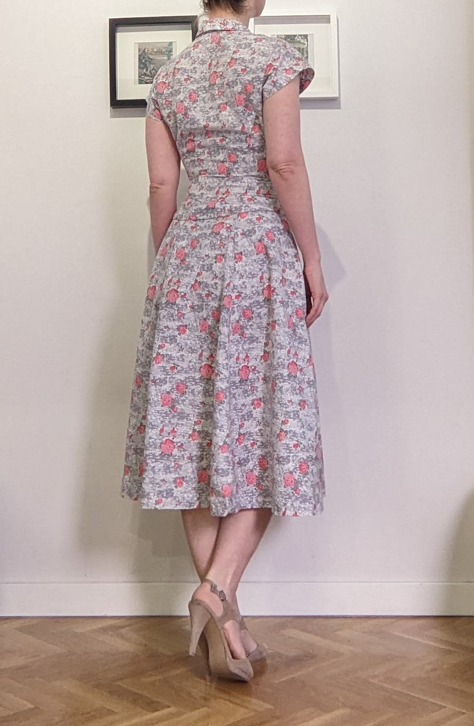 Vintage 1940s-50s floral cotton dress