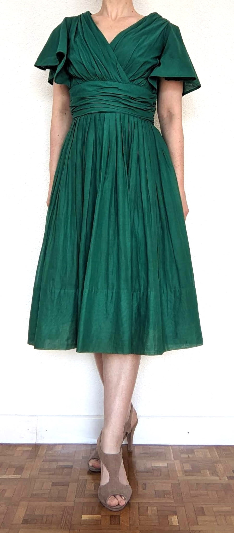 Vintage 1950s-60s green cotton dress