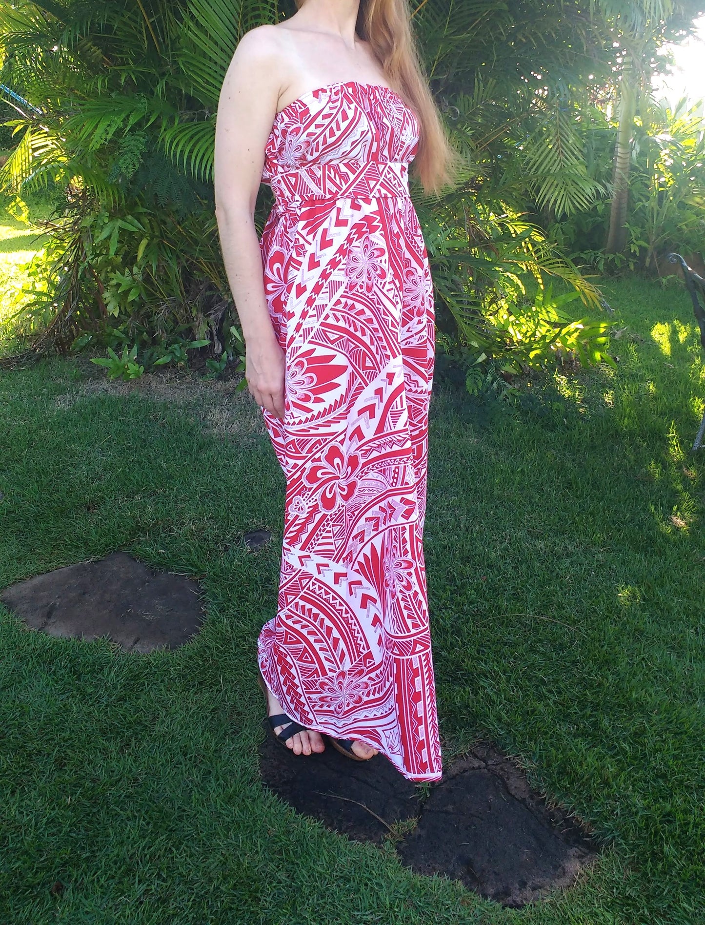 Vintage red & white Hawaiian dress