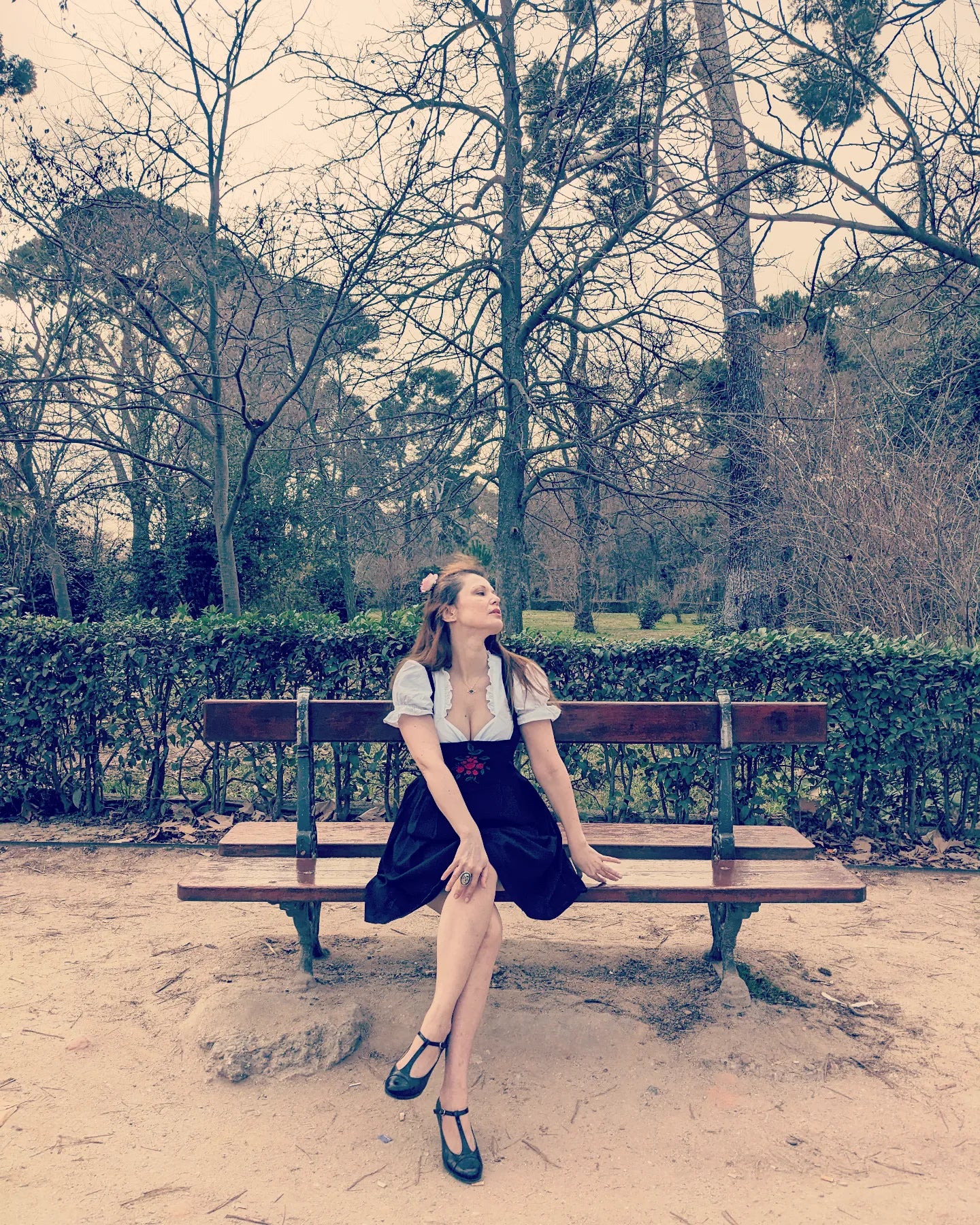 Vintage 1960s-70s black & red dirndl