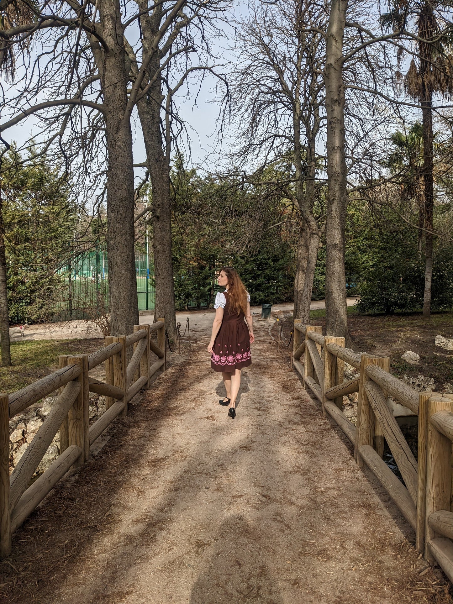 Vintage 1960s-70s brown & pink dirndl