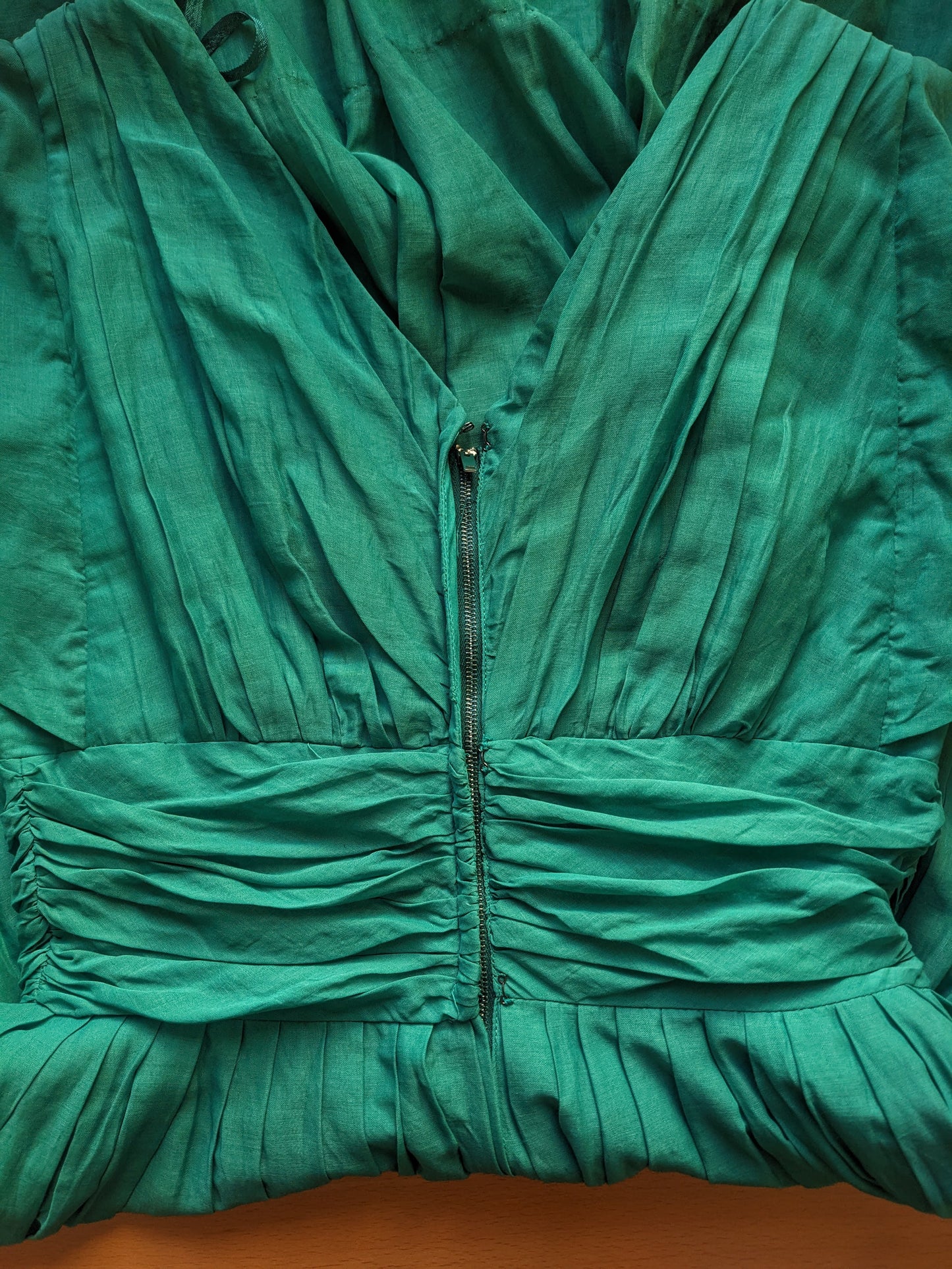 Vintage 1950s-60s green cotton dress
