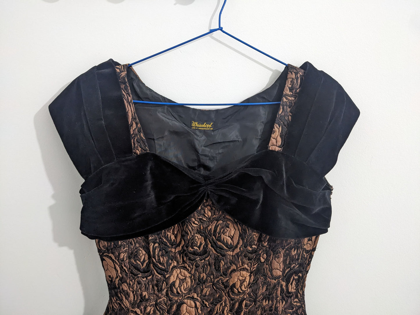 Vintage 1950s copper & black dress