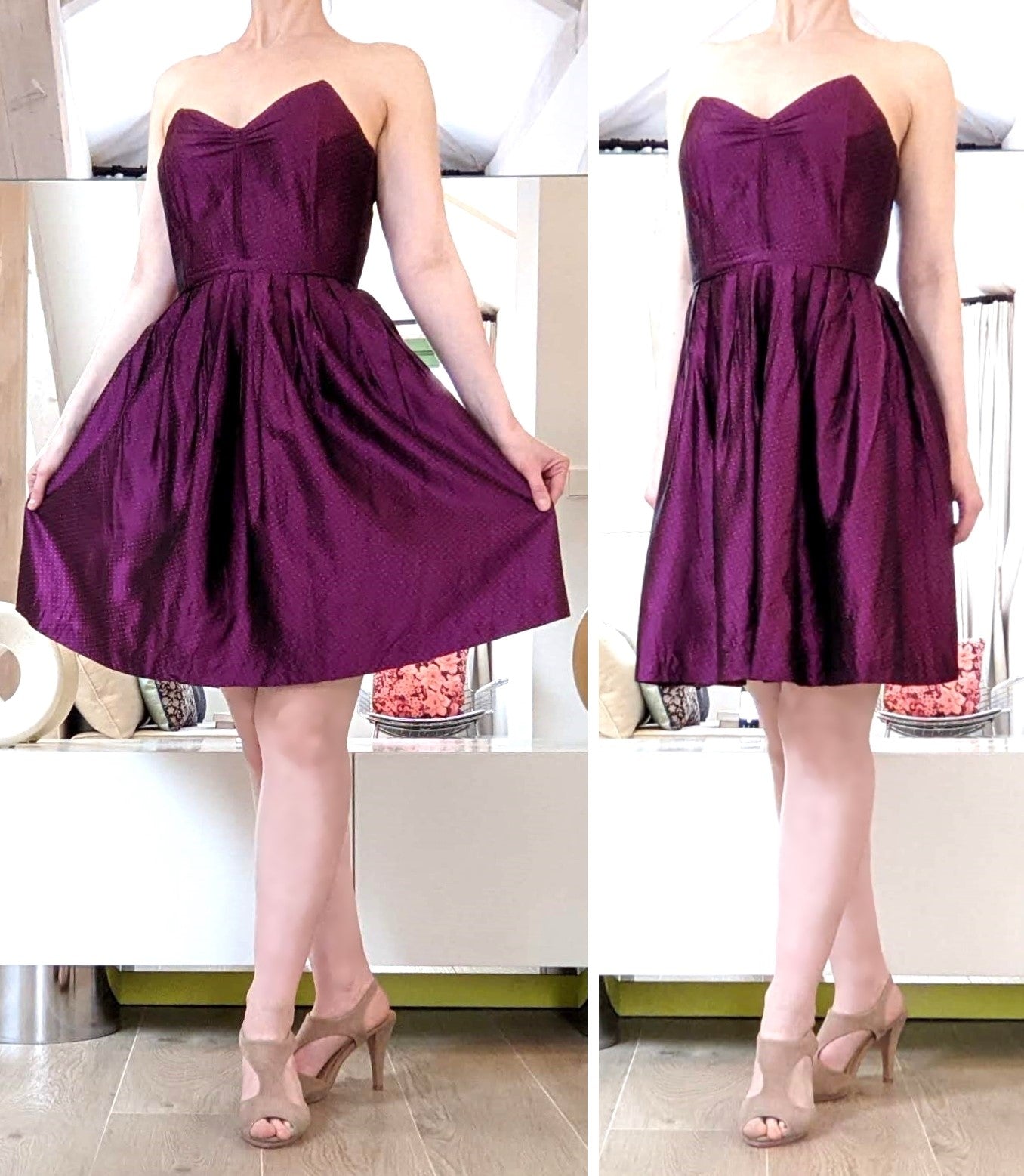 Vintage 1980s magenta taffeta dress