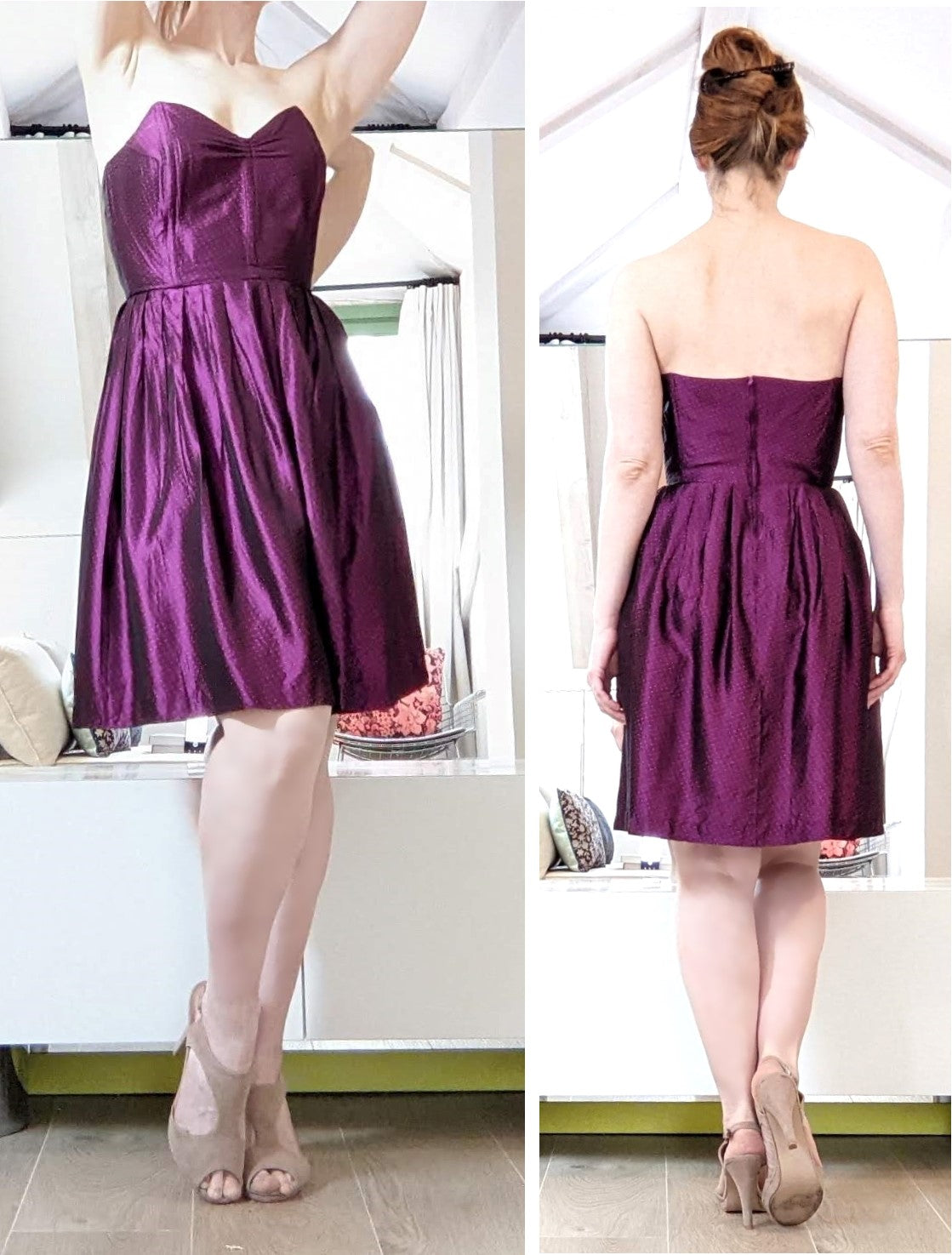 Vintage 1980s magenta taffeta dress
