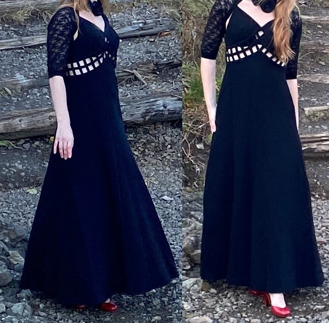 Vintage 1980s-90s black wool dress by Louis Feraud