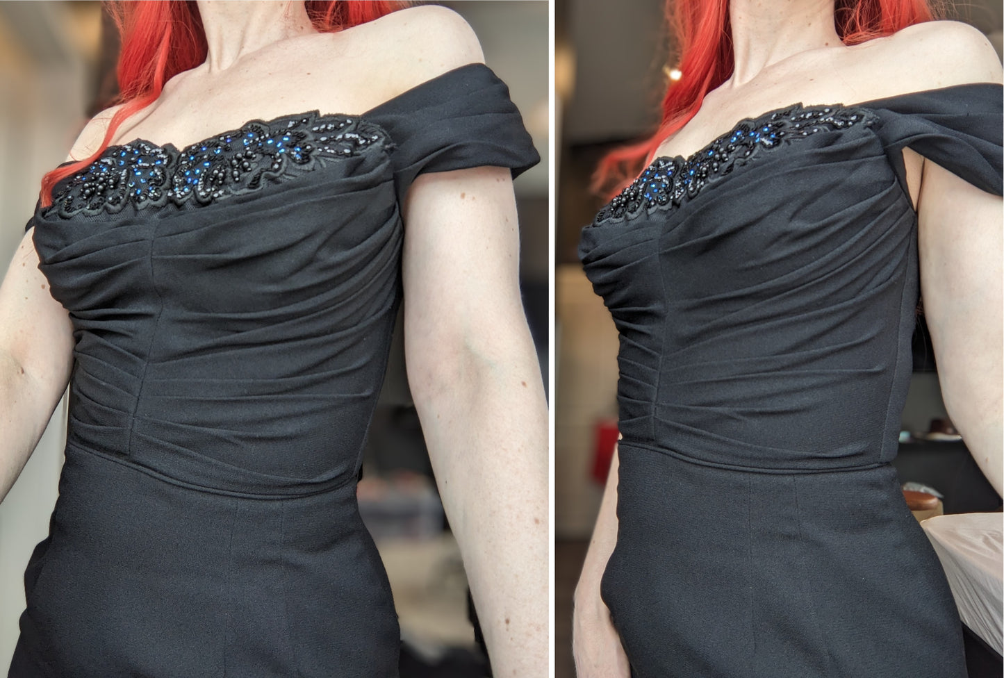 Vintage 1950s-60s black wiggle dress