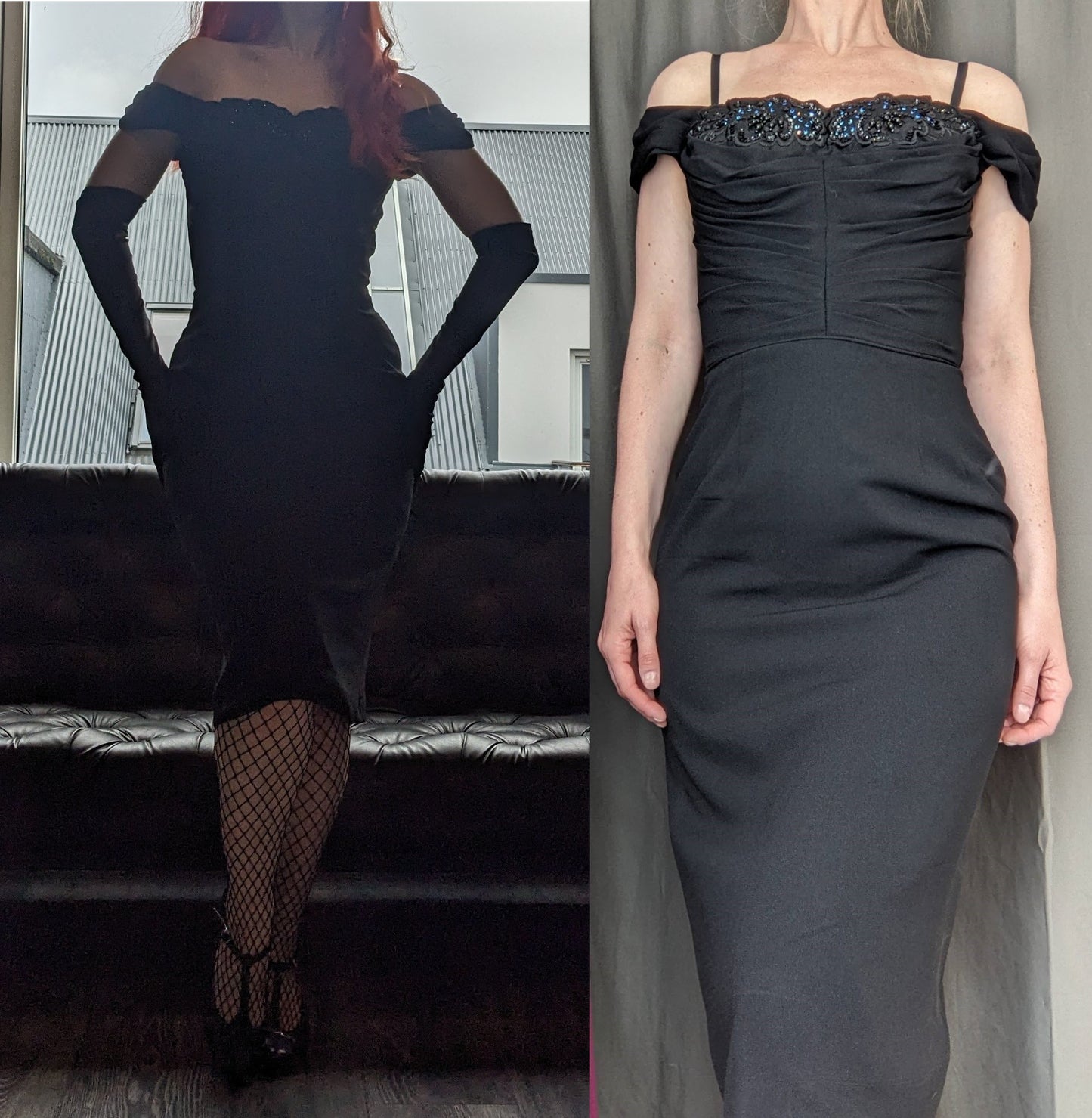 Vintage 1950s-60s black wiggle dress