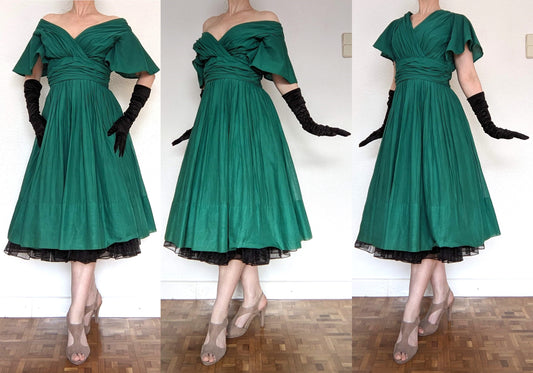 Vintage 1950s-60s green cotton dress