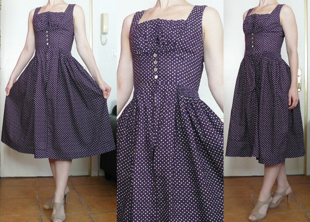 Vintage 1970s purple floral dirndl