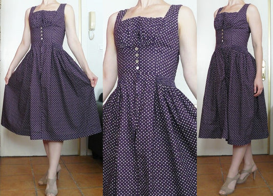 Vintage 1970s purple floral dirndl