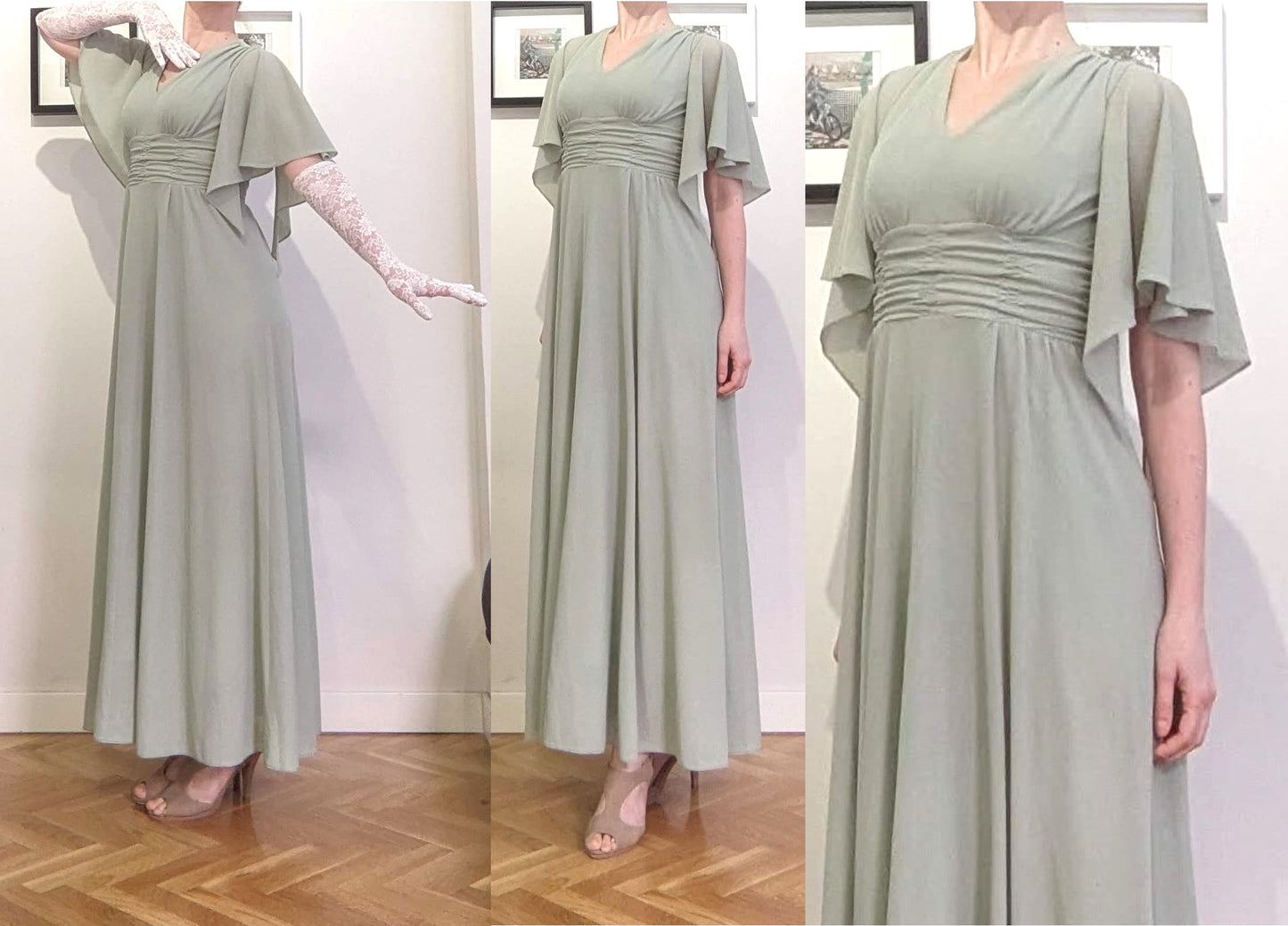 Vintage 1970s sage green maxi dress