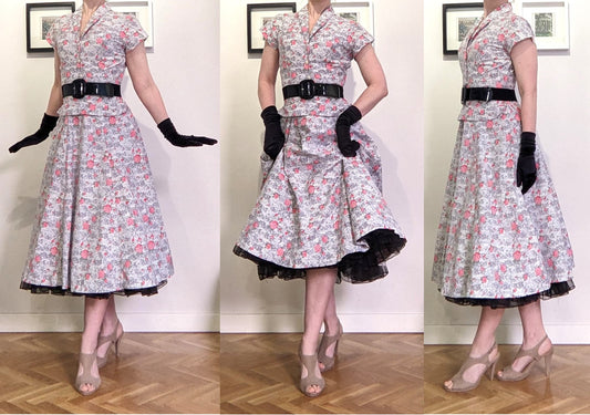 Vintage 1940s-50s floral cotton dress