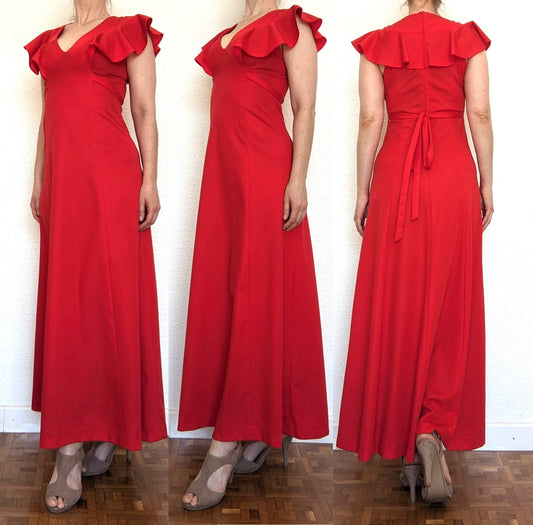 Vintage 1970s red maxi dress