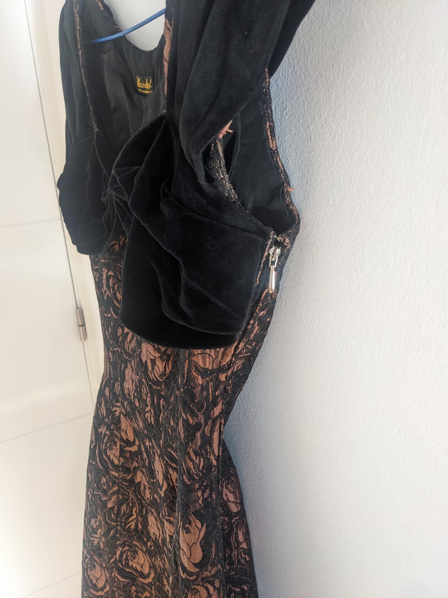 Vintage 1950s copper & black dress