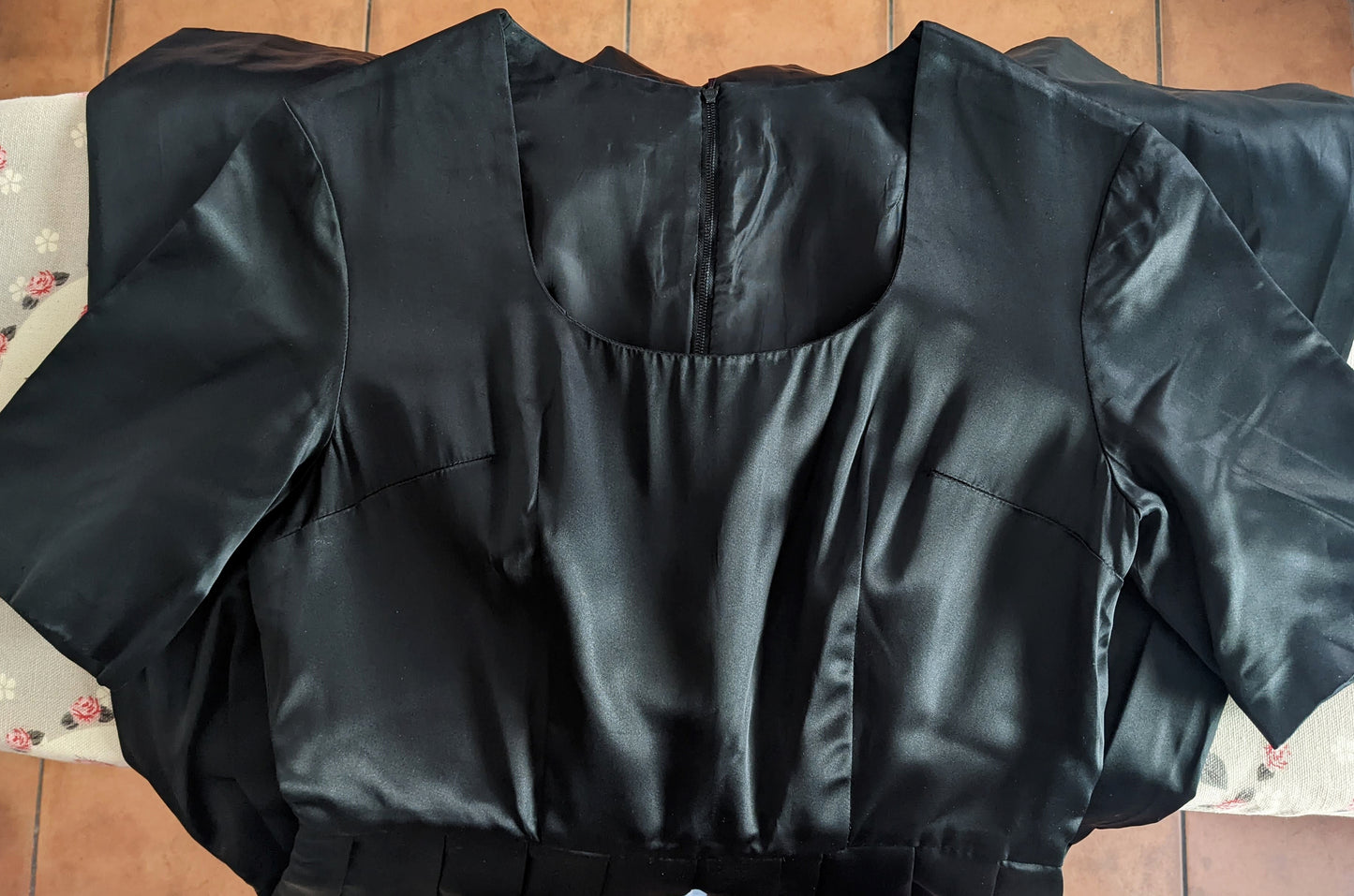 Vintage 1950s-60s black satin dress