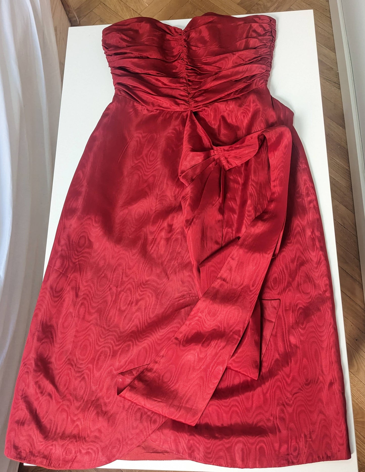 Vintage 1980s crimson red moiré dress