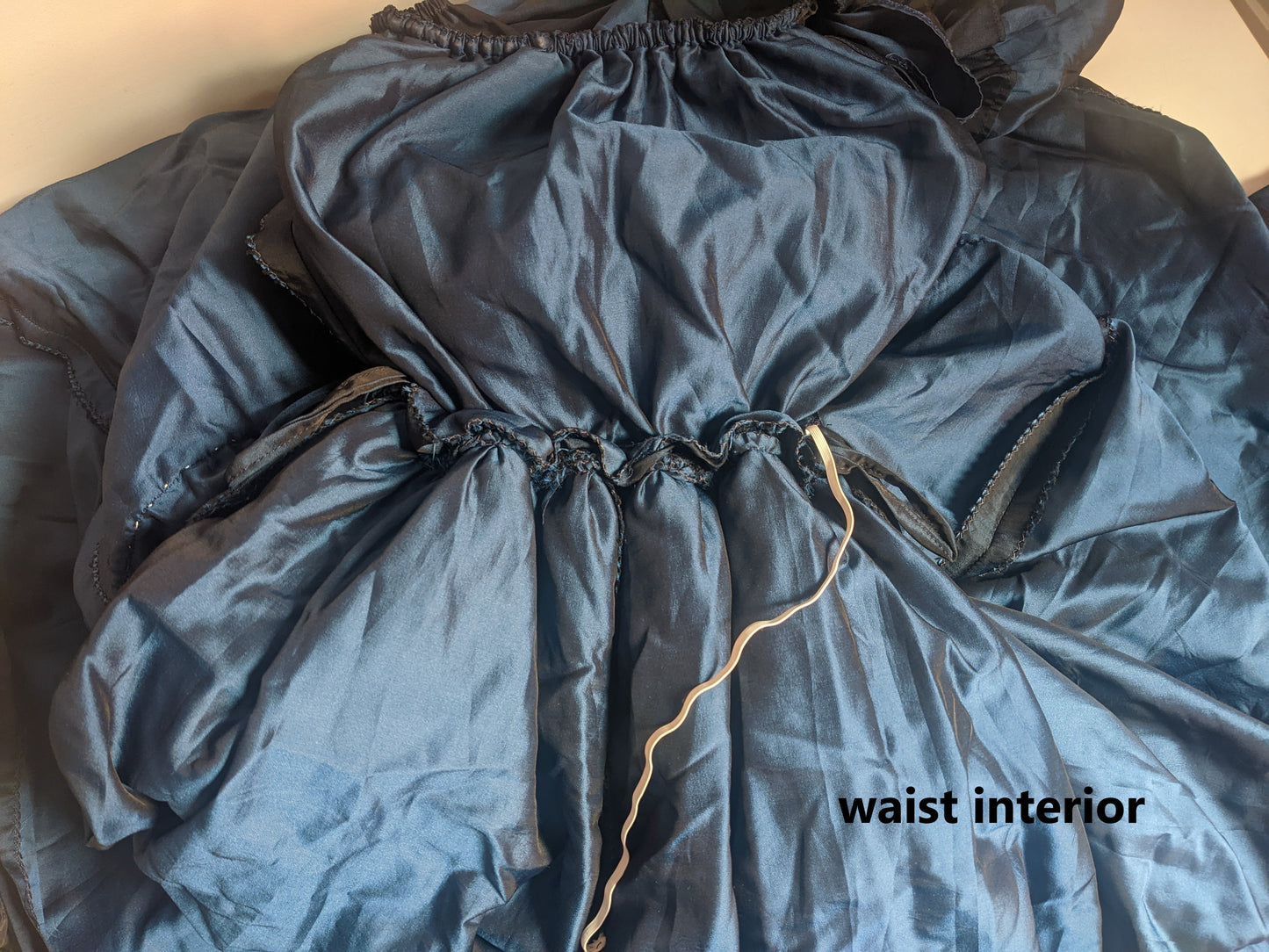 Vintage 1970s-80s dark blue taffeta gown