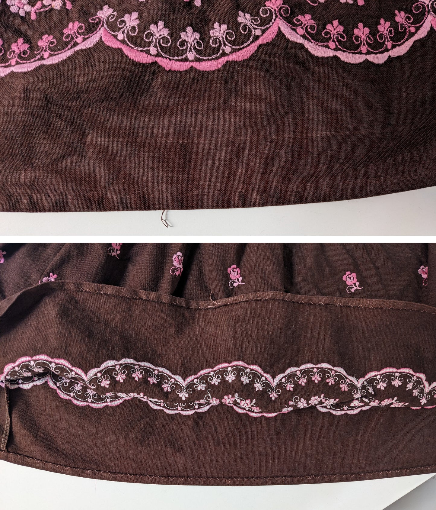 Vintage 1960s-70s brown & pink dirndl
