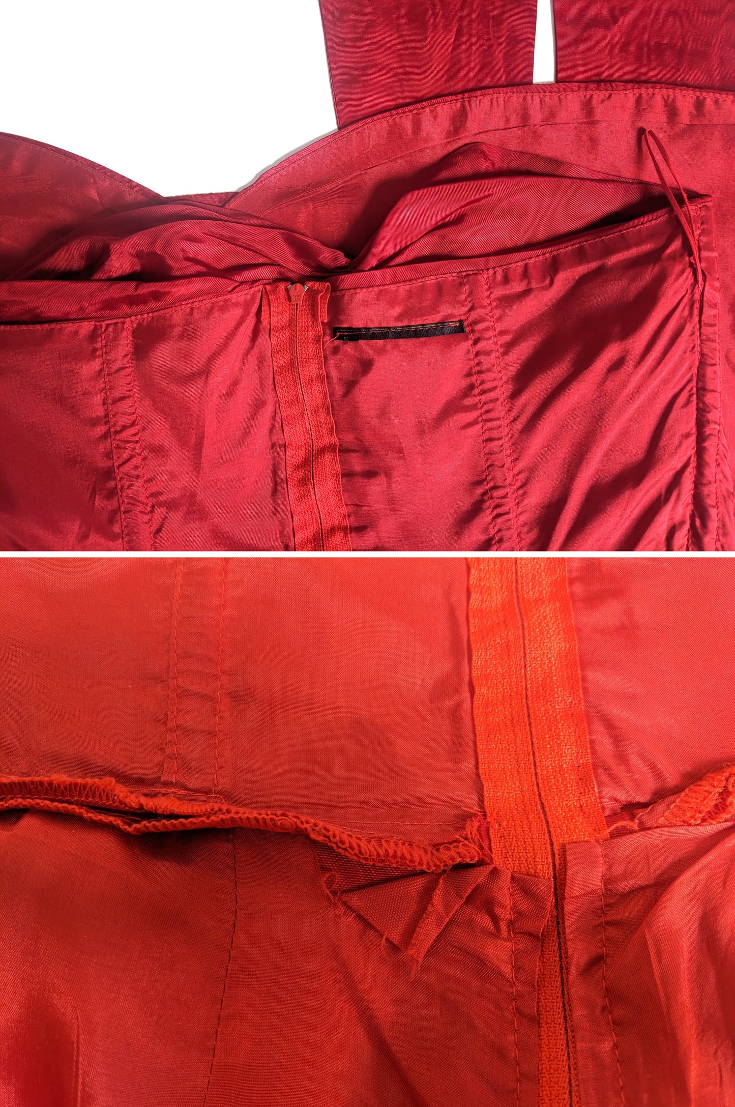 Vintage 1980s crimson red moiré dress