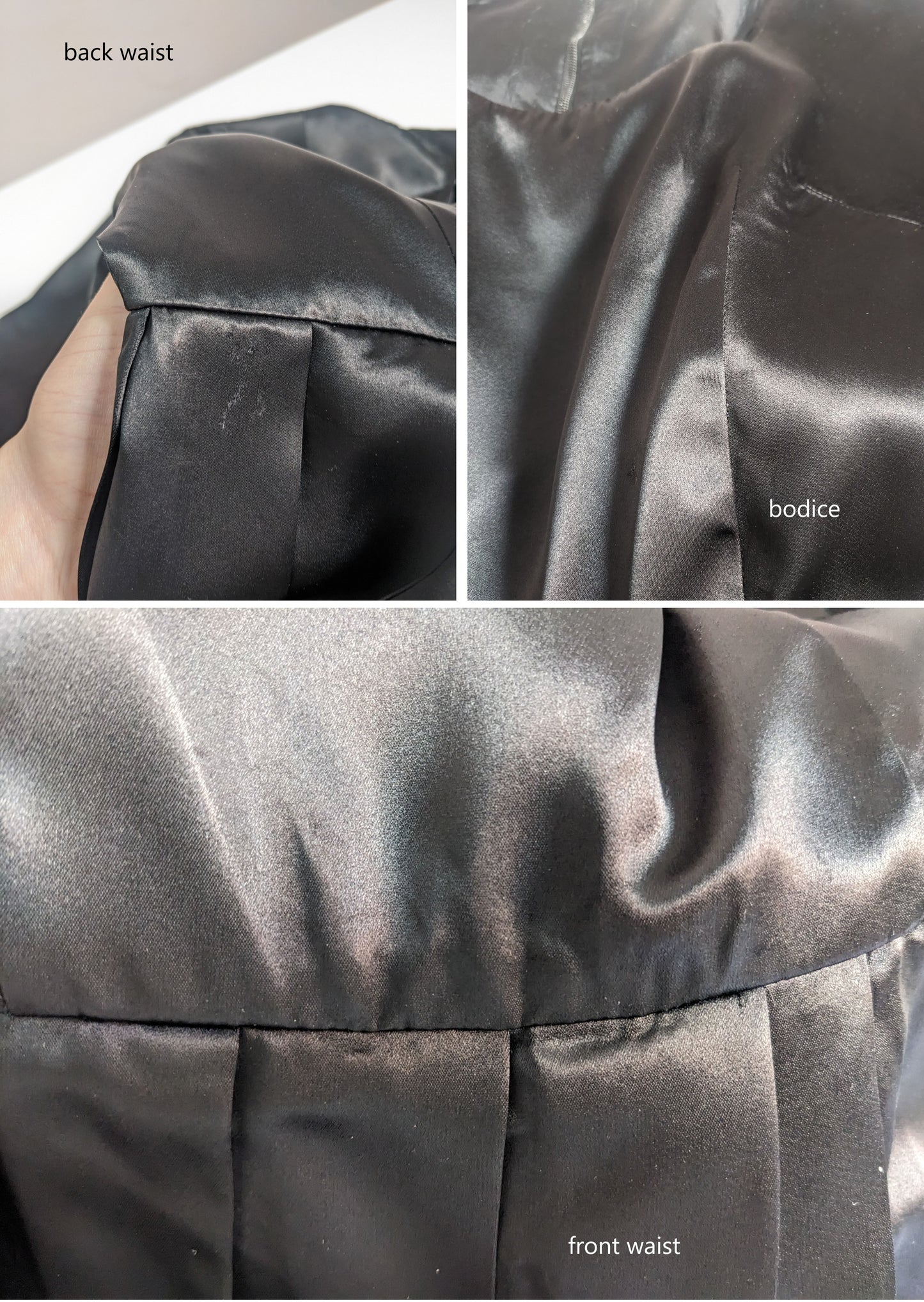 Vintage 1950s-60s black satin dress