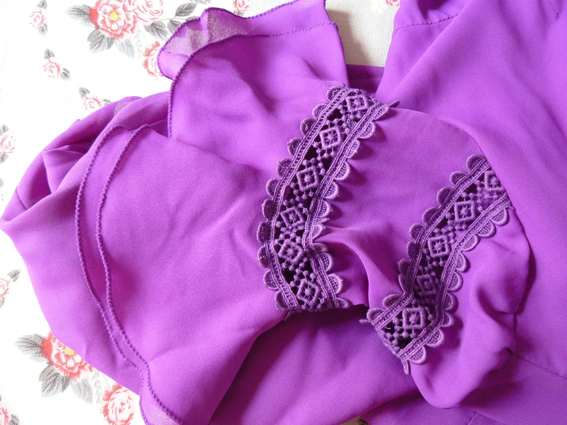 Vintage 1960s-70s purple chiffon maxi dress
