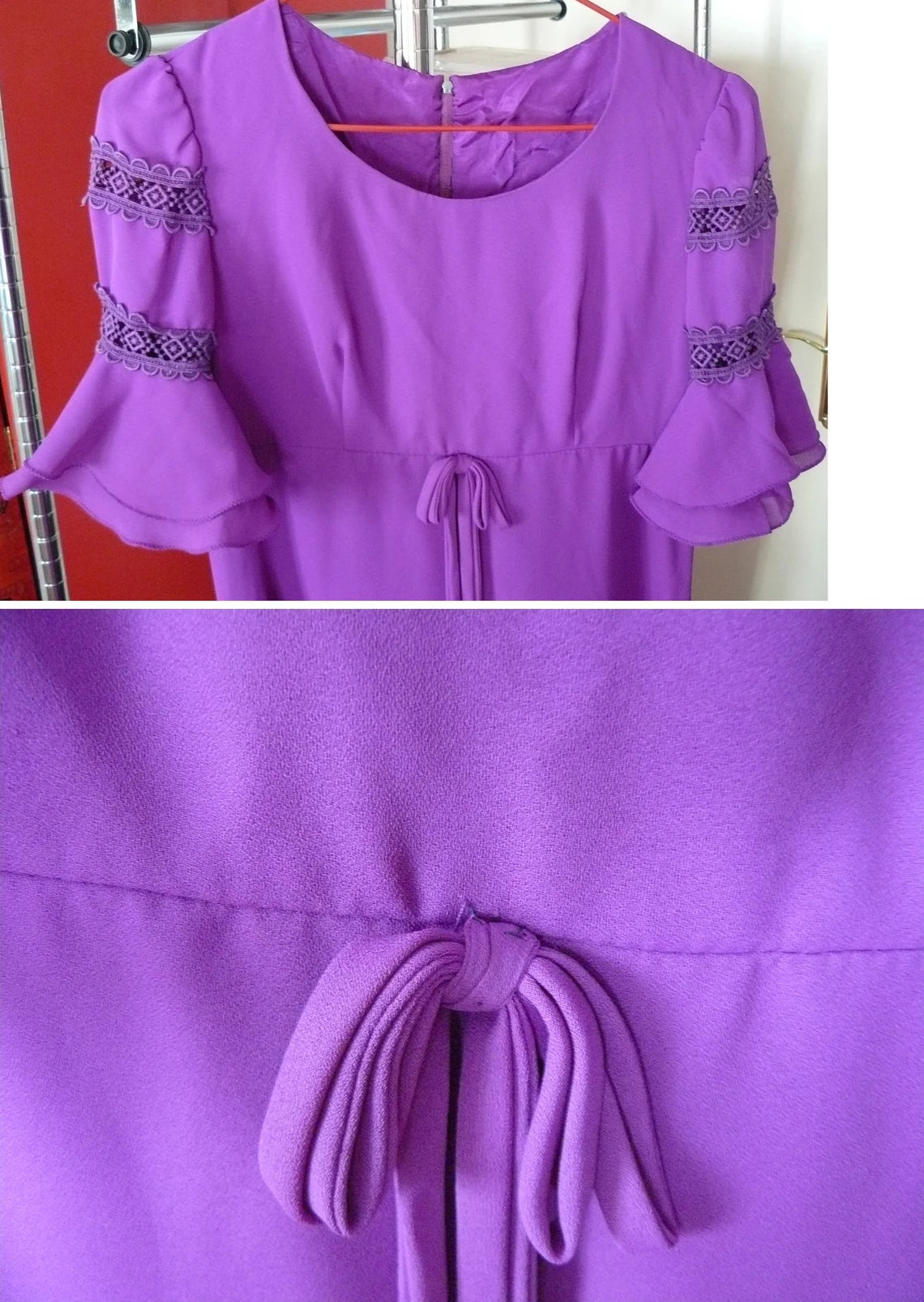 Vintage 1960s-70s purple chiffon maxi dress