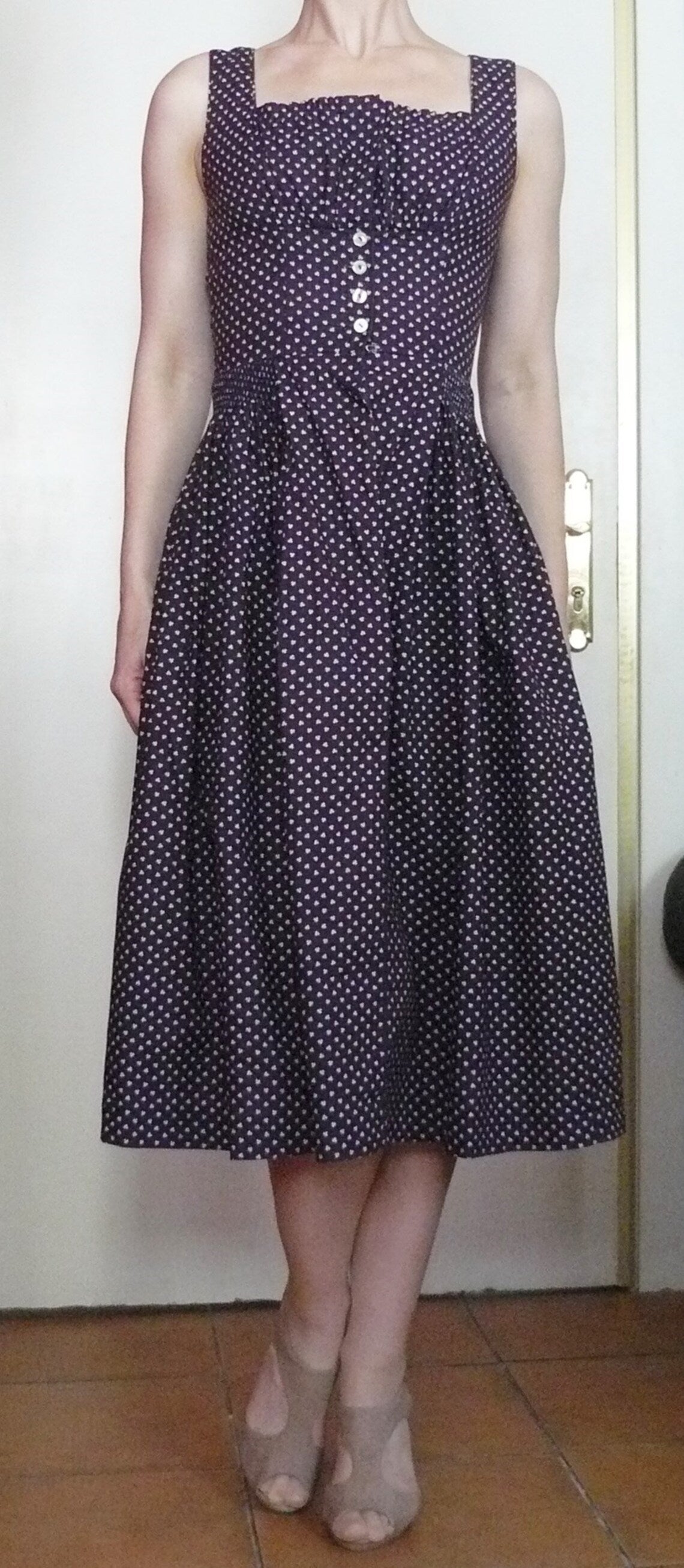 Vintage 1970s purple floral dirndl