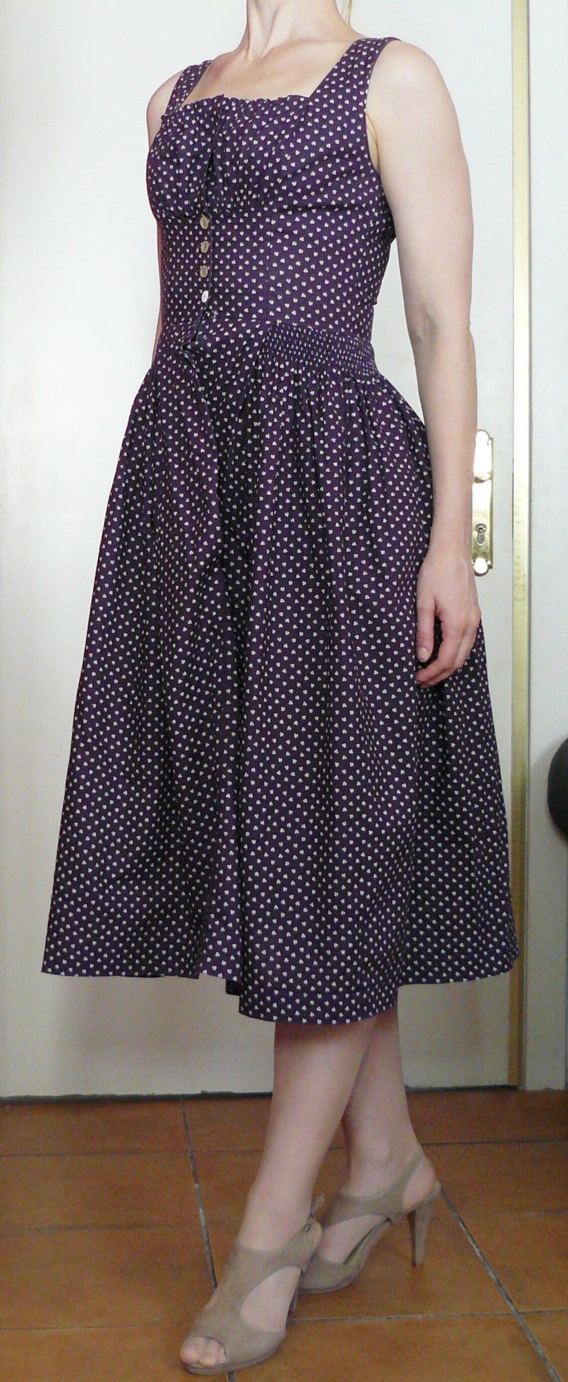 Vintage 1970s purple floral dirndl