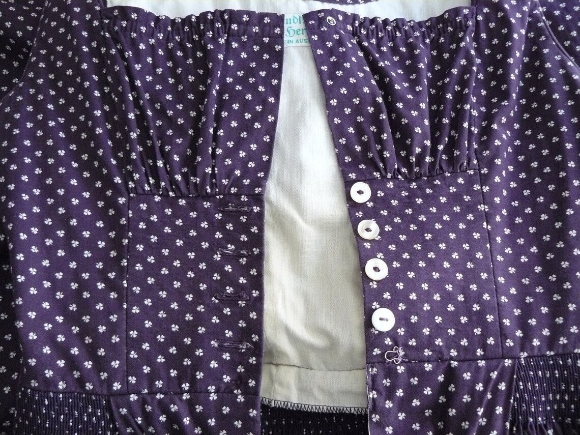 Vintage 1970s purple floral dirndl