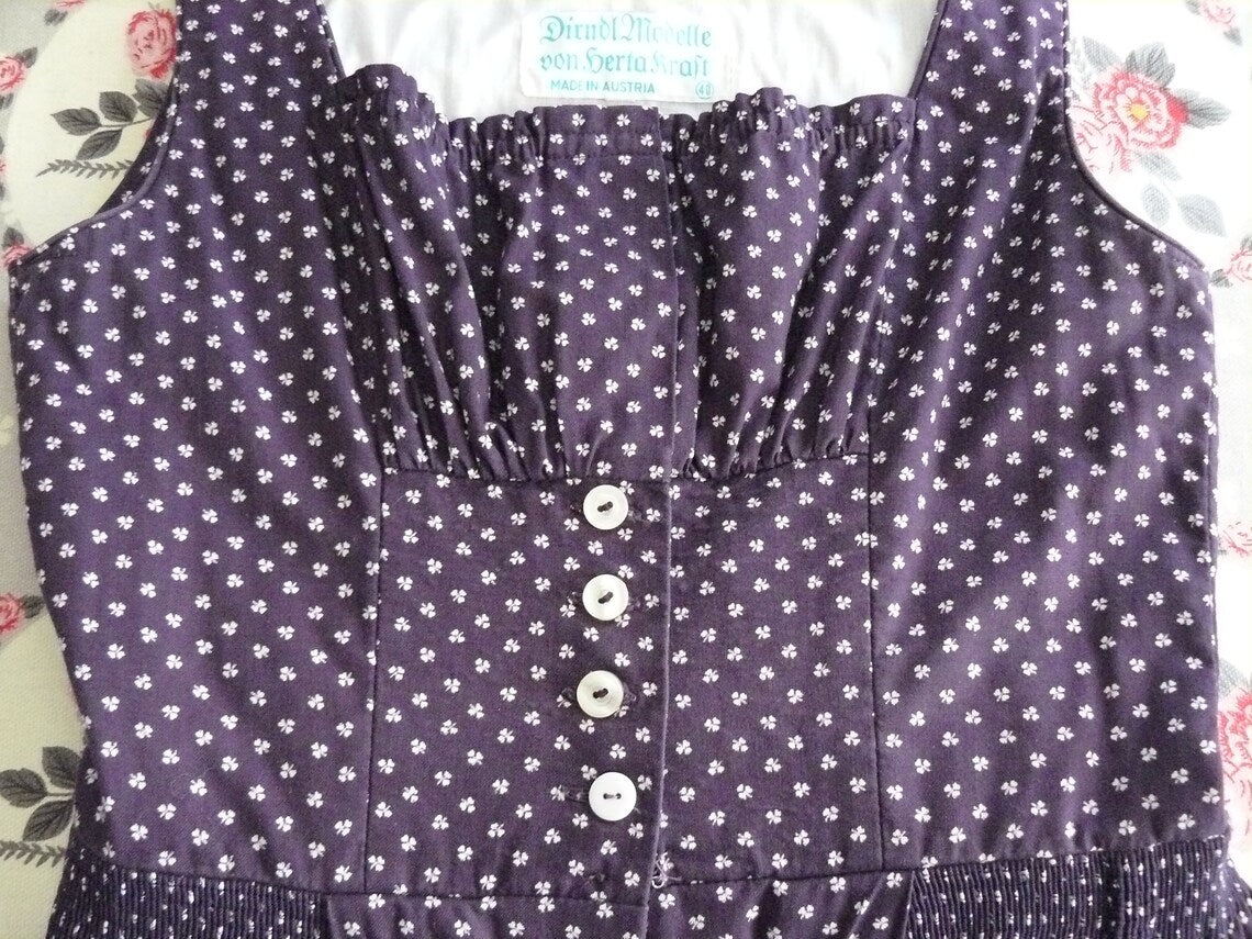 Vintage 1970s purple floral dirndl