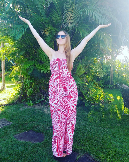 Vintage red & white Hawaiian dress