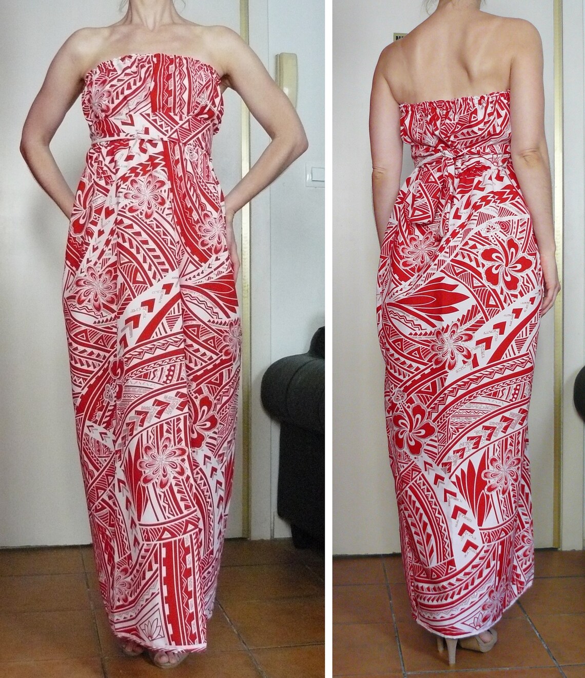 Vintage red & white Hawaiian dress