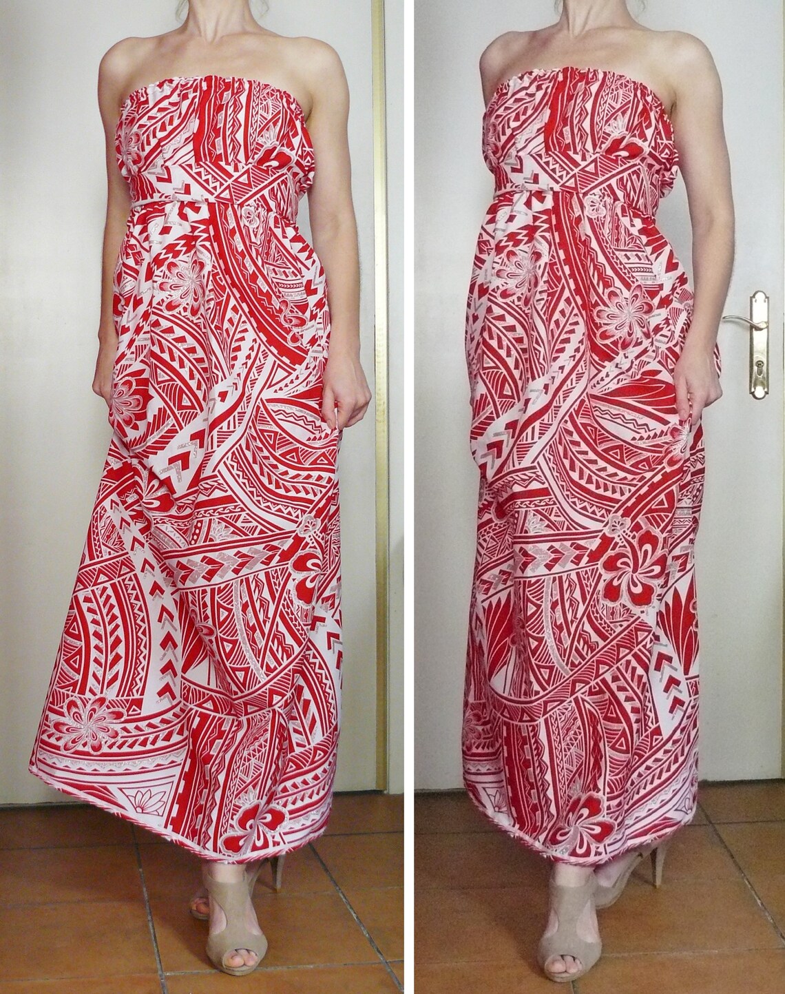 Vintage red & white Hawaiian dress