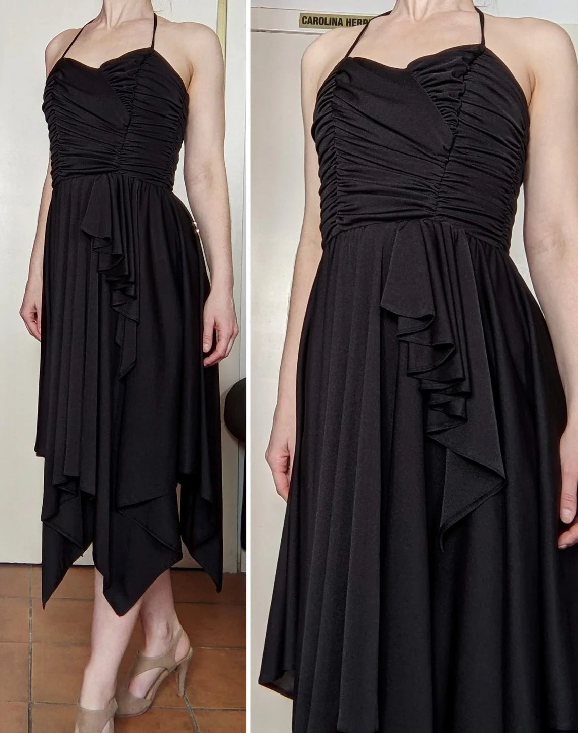 Vintage 1980s black halter dress